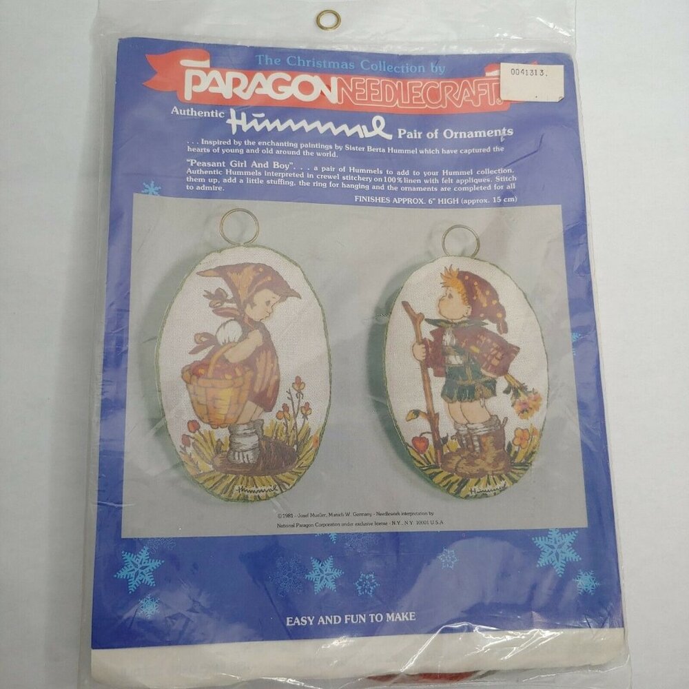 Paragon Needlecraft Authentic Hummel Pair Ornaments Peasant Girl Boy #6614 NEW